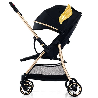 Baby stroller can sit and lie down with one button folding Children's four-wheel stroller is a lightweight handcart