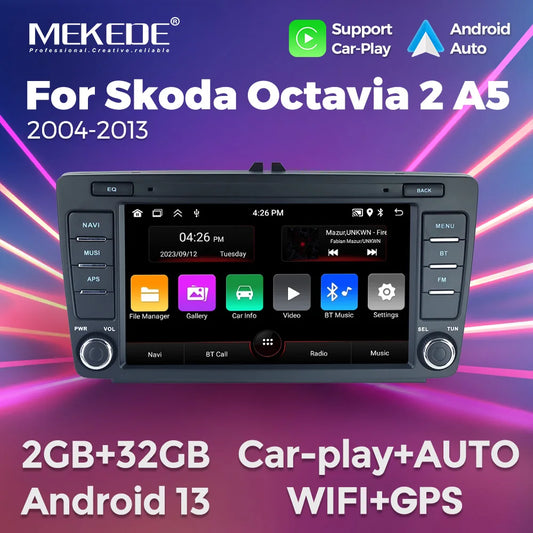 MEKEDE 8" Wireless CarPlay Android Auto Stereo for Skoda Octavia 2 A5 (2004-2013) - GPS Navigation, WiFi, RDS Radio