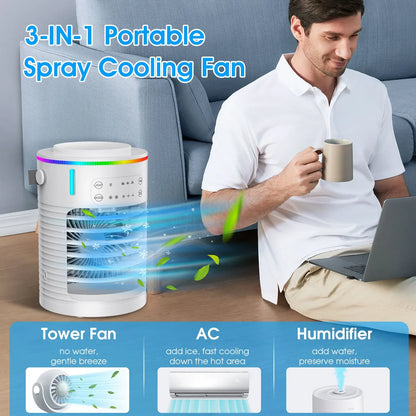 Portable Air Conditioning Fan Multifunction Cooling Small Air Cooler Home Office Humidifier USB Strong Wind Water Cooling Fan