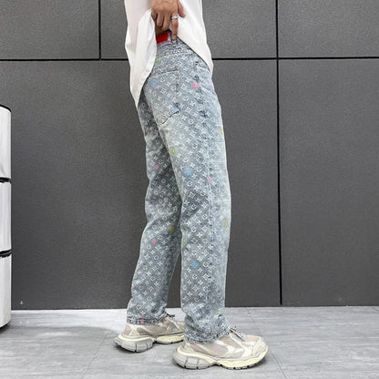 2024 American High Street Jeans Unisex Trendy Bran New Versatile Casual Loose Straight Leg Couple Casual Wide baggy pants