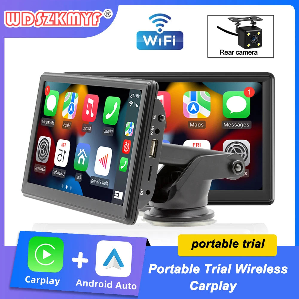 2024 CarPlay Smart AI Box: 7" Portable Car Radio with Wireless CarPlay, Android Touch Screen Video Player - Universal Fit for All Vehicles