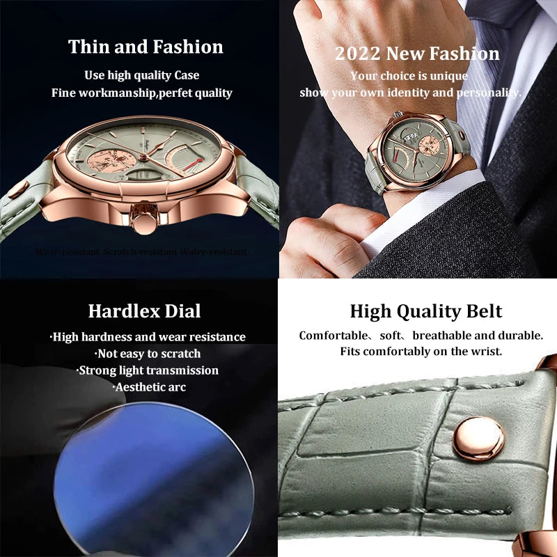 POEDAGAR Luxury Business Man Wristwatch Waterproof Luminous Date Week Men Watch For Men Quartz Clock Leather Men's Watches reloj