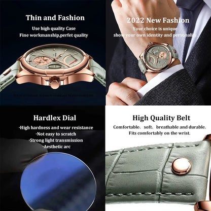 POEDAGAR Luxury Business Man Wristwatch Waterproof Luminous Date Week Men Watch For Men Quartz Clock Leather Men's Watches reloj