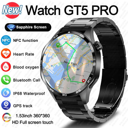 For Huawei GT5 Pro New GPS Smart Watch Men AMOLED HD Screen Heart rate Bluetooth Call NFC IP68 Waterproof Healthy Smartwatch Man