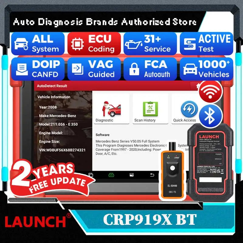 LAUNCH 2024 X431 CRP919X BT OBD2 Automotive Diagnostic Tools CANFD/DOIP OE-Level Full System Diagnosis Professional Car Scanner