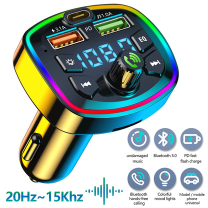 Bluetooth 5.0 FM Transmitter Car MP3 Player | Wireless Hands-Free Audio Receiver & Dual USB Fast Car Charger