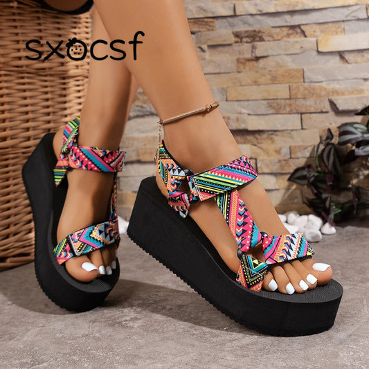 Summer Flat Women's Shoes Hemp Rope Set Foot Beach Sandals Outdoor All-match Casual Slippers Large Size Women Sandals Platform