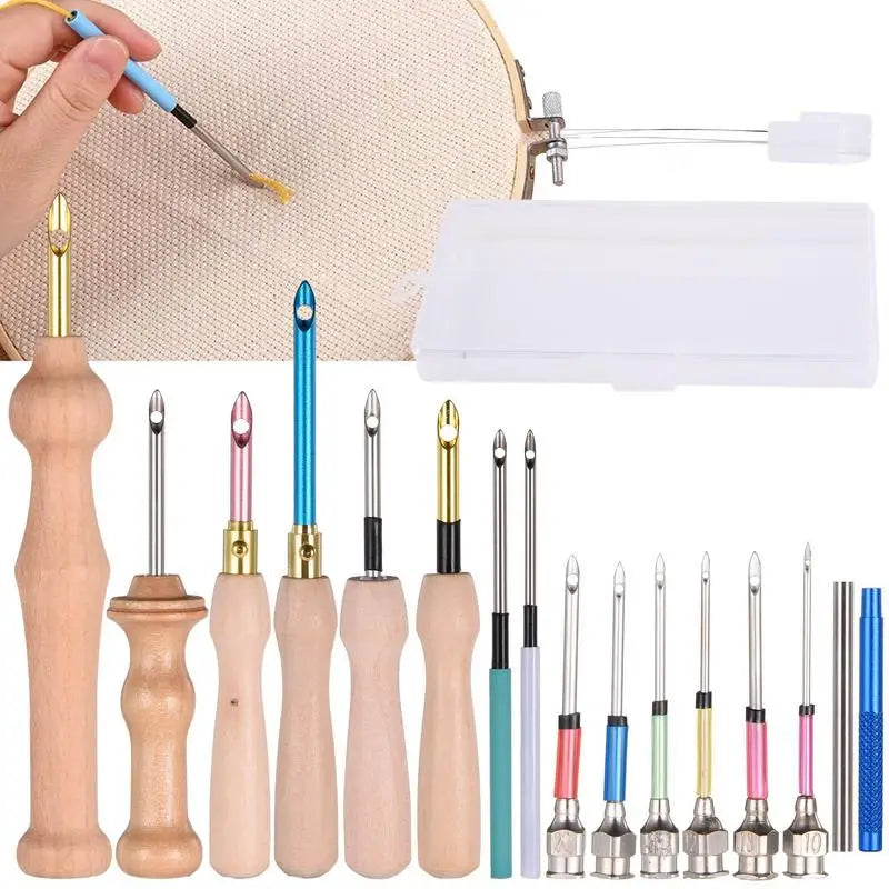 Punch Needle Kit Embroidery Punch Needle Kits Clothes Embroidery Knitting Sewing Needle Stitching Tools Set For Women Men Adults