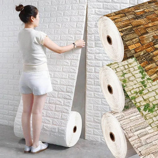 70cm*1m 3D Brick Pattern Wall Panels Wallpaper DIY Home Waterproof for LivingRoom Bedroom Kitchen Background Wall art Decoration