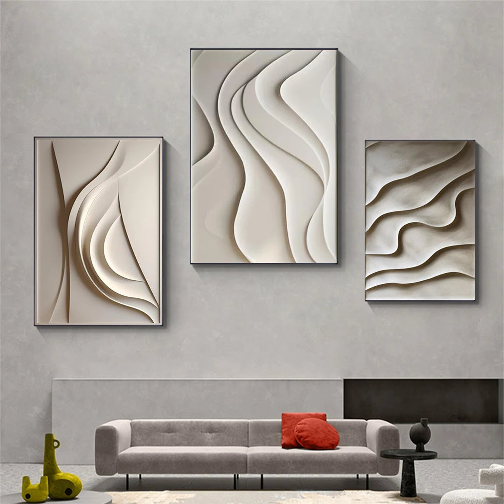 Abstract 3D Vision Textured Wrinkle Minimalist Wall Art Modern Canvas Painting Posters Prints Bedroom Living Room Home Decor