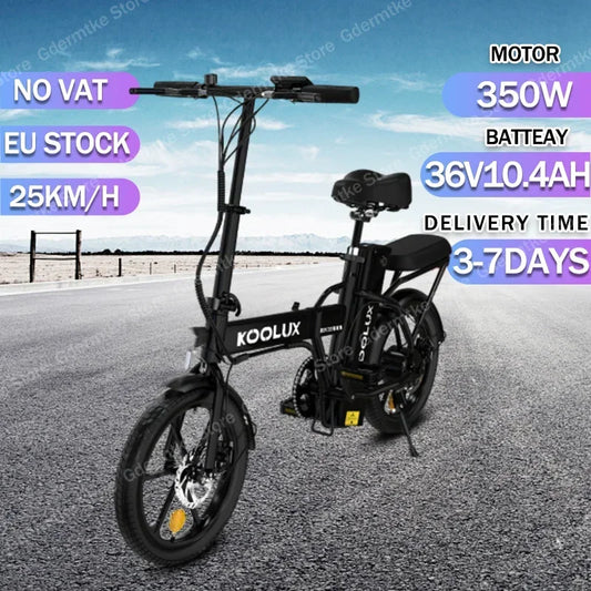 Electric Bike 350W Brushless Motor 36V10.4AH Lithium Battery City Folding E Bike Adult 16-inch Tire Disc Brake Electric Bicycle