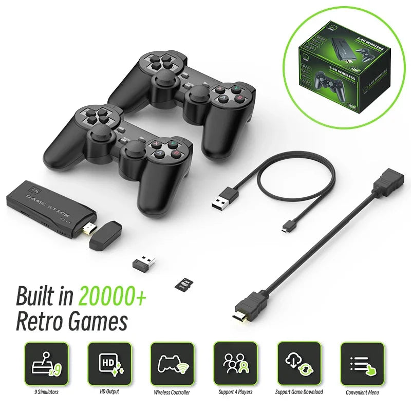 Video Game Console 2.4G Double Wireless Controller Game Stick 4K 20000 Games 128GB Retro Games for PS1/GBA Kids Gifts