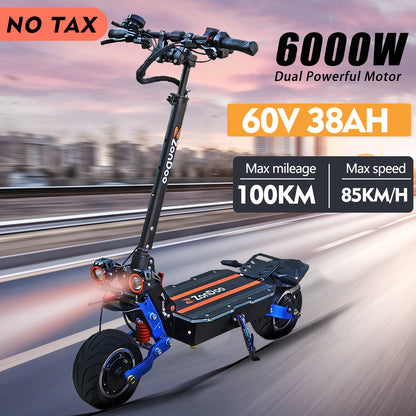 EU Escooter 2024 ZonDoo 11Inch Fast Electric Scooter 6000W 60V 38AH Dual Motors Max Speed 95km/h Max Range 110km Hydraulic brake