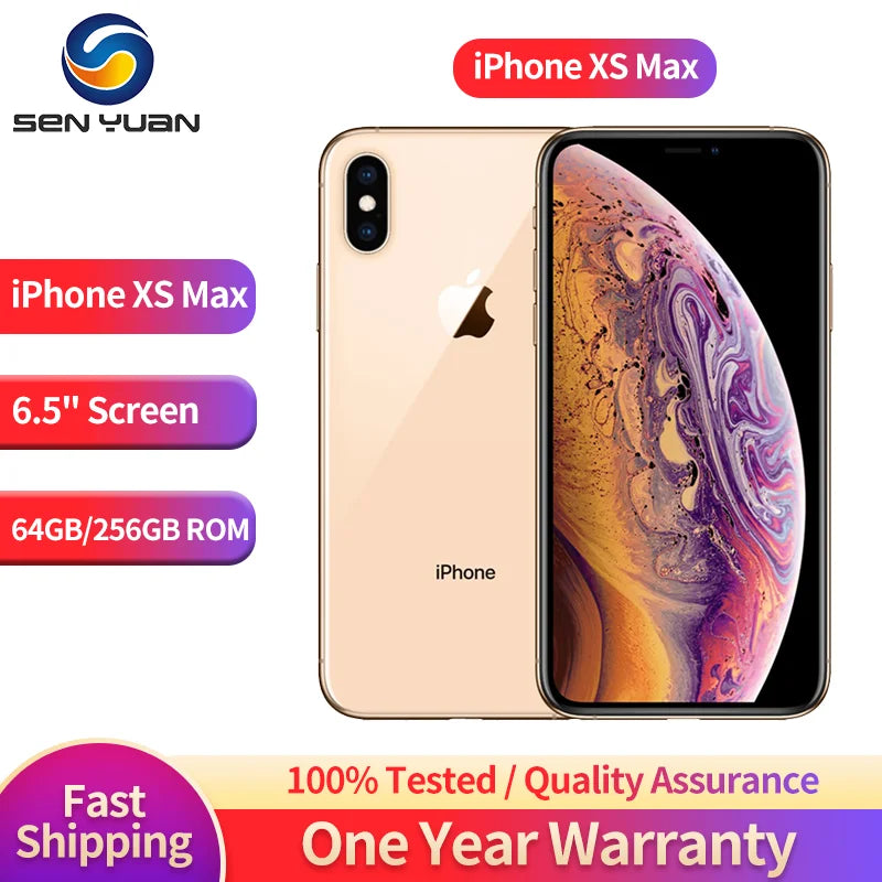 Original Unlocked Apple iPhone XS Max 4G LTE Mobile Phone 5.8" 4GB RAM 64GB/256GB ROM 12MP+7MP CellPhone Hexa-Core Smartphone