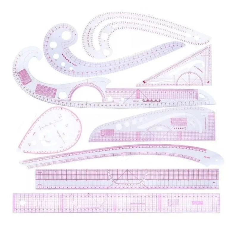 9 Pieces Metric Clothes Curve Sewing Ruler  Set Drawing Stencil Handmade Grading Curve Rule DIY Pattern Making  Accessories