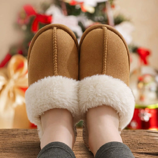 Bebealy Indoor Home Fluffy Slippers For Women Winter Fluffy Suede Fur Shoes For Women Classic Cozy Padded Slippers House Shoes