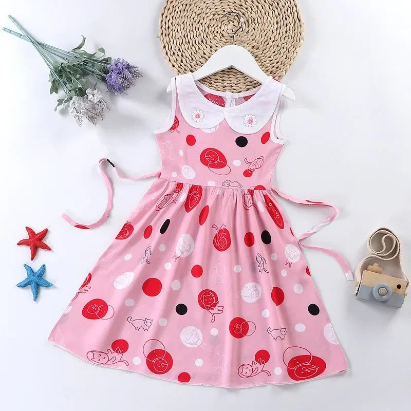 Dress for Girls Clothes Summer Sleeveless Dresses 4 5 6 7-year-old Kids Clothing Printed Fashion Children's Nightdress