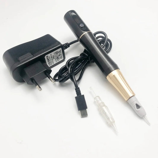 High Quality Black Screw LED Digital Permanent Makeup Tattoo Eyebrow Machine Beauty Pen & Needles