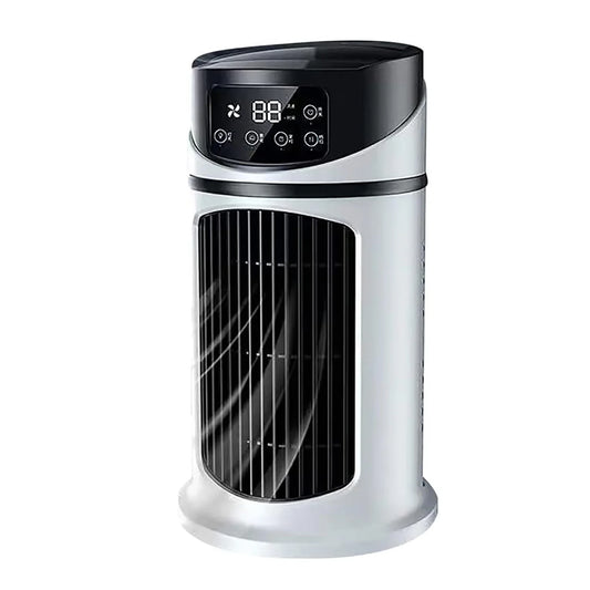 Portable Cold Air Conditioning, 6 Speed Quiet Standing Fan with Light, Evaporative Small Air Cooler Timeable Ventilador Fan