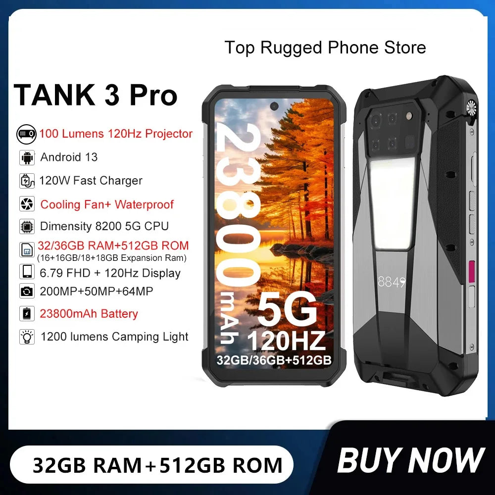 8849 Tank 3 Pro Rugged 5G Smartphones Octa Core 32/36GB+512GB 6.79FHD Android 13 Mobile Phone 200MP 23800mAh 120W Fast Charging