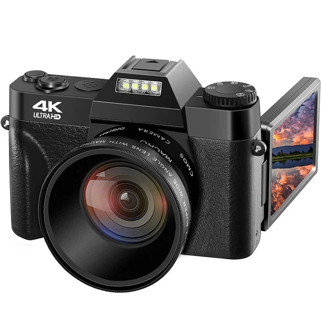 Auto Focus 4K High-definition Digital Camera Digital Zoom Flip Screen 3 Inch 48MP 16x for Photography on Youtube External Lens