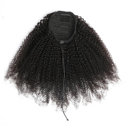 Afro Kinky Curly Drawstring Ponytail Human Hair Extensions Remy 10-32 Inch Mogolian Kinky Curly Hair Pieces Clip in Drawstring