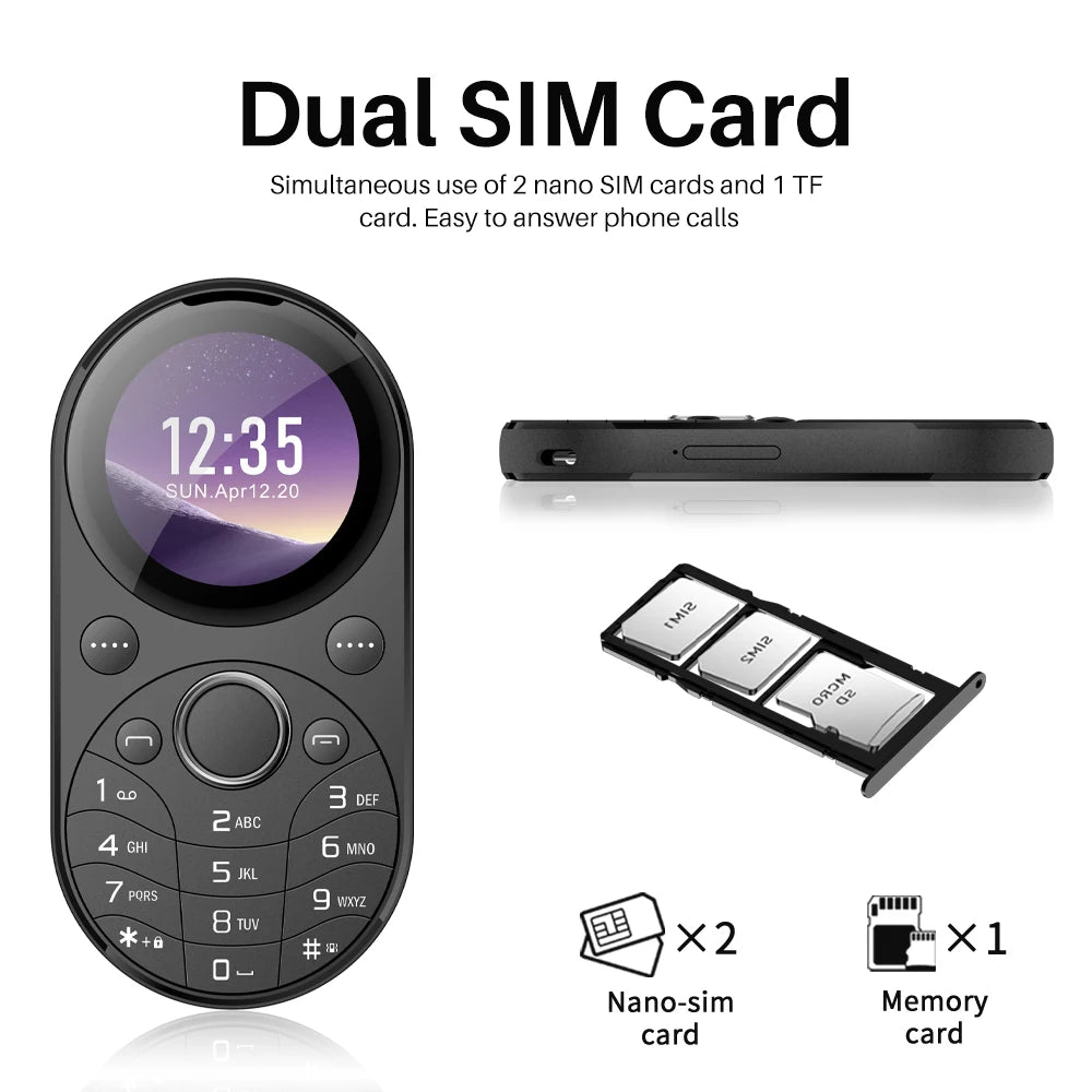 SERVO i15 mini Oval Small Mobile Phone Dual SIM GSM 1.39 inch Screen Speed Dial Magic Voice Blacklist Vibration FM Radio Type-C