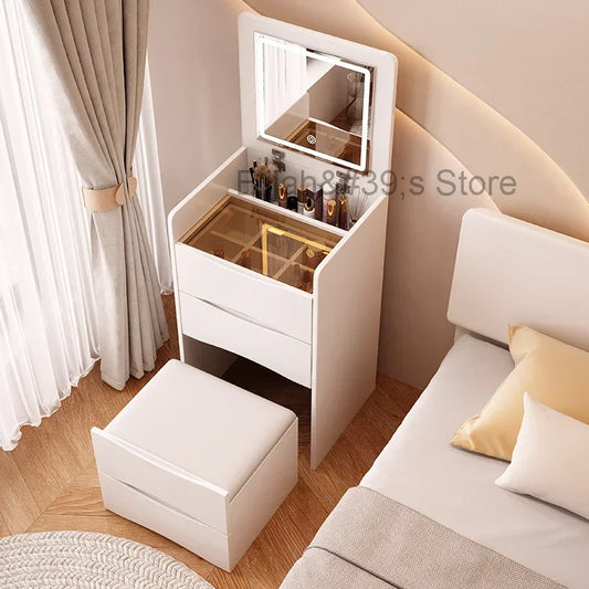 White Luxury Dressers Vanity Mirror Drawer Bedroom Minimalist Makeup Desk Cosmetics Women Coiffeuse De Chambre Home Furniture