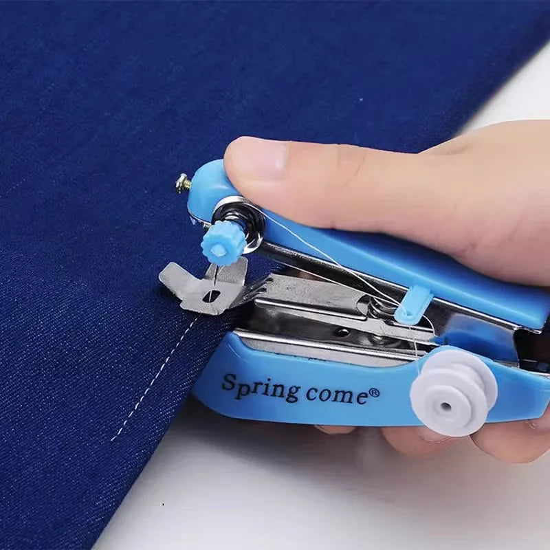 Portable Handheld Sewing Machine Mini Manual Cordless Stitching Machine for Clothes Fabrics DIY Needlework Handy Stitch Tools