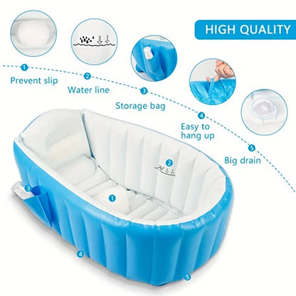 Baby Inflatable Bathtub Portable Travel Baby Infant Bath Tub Toddler Foldable Non-Slip Shower Basin Swimming Pool for Newborn