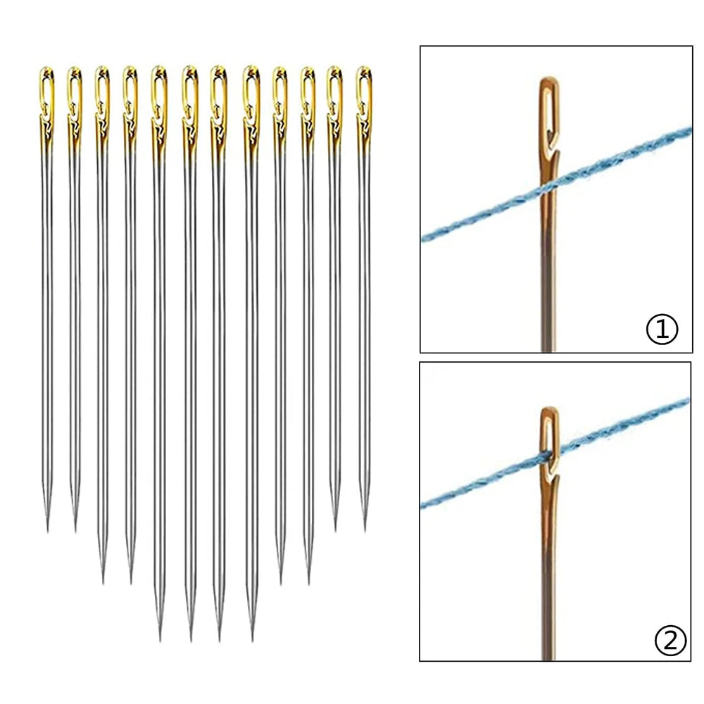 Stainless Steel Side Holes Blind Needles Elderly Hand Sewing Needle For Sewing Household DIY Apparel Beading Threading Needles