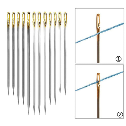 Stainless Steel Side Holes Blind Needles Elderly Hand Sewing Needle For Sewing Household DIY Apparel Beading Threading Needles