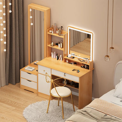 Dresser girl bedroom modern minimalist small dresser online celebrity makeup table with full-length mirror.