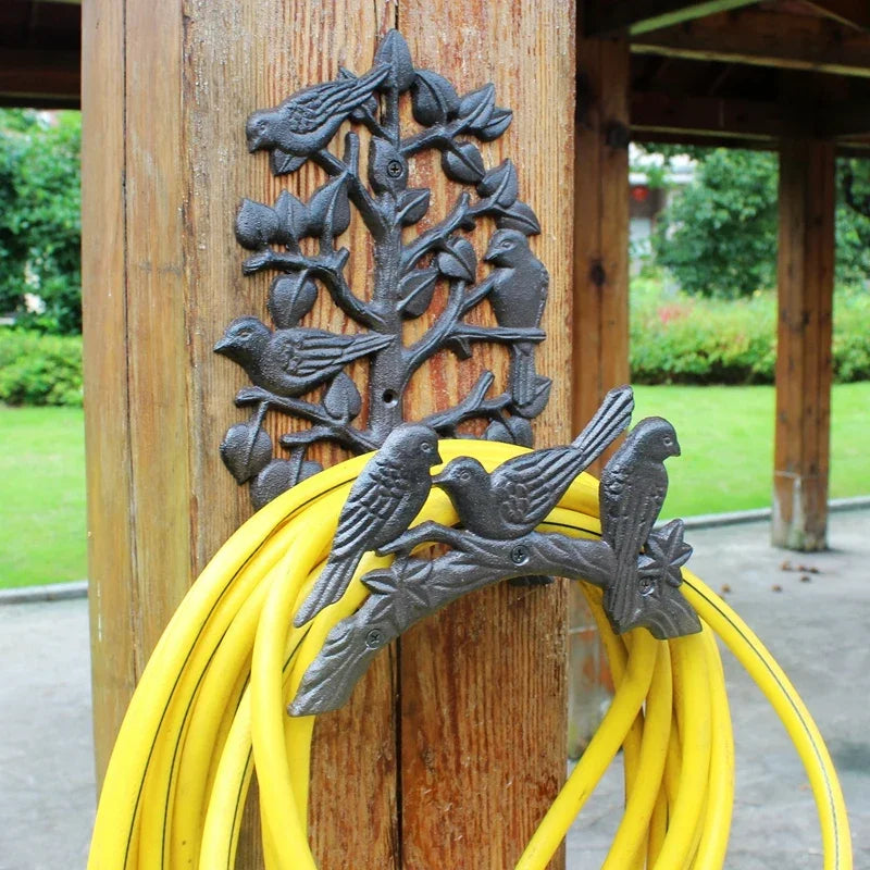 Heavy Duty Cast Iron Hose Holder,Garden & Yard Decorative Birds Wall Mounted Hose Butler,Water Pipe Holds