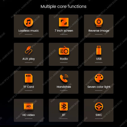 7" HD Touch Display Android 12 Car Radio with CarPlay, Advanced MP5 Multimedia, Universal Backup Camera Support, SWC, Mirror Link, and AUX-In