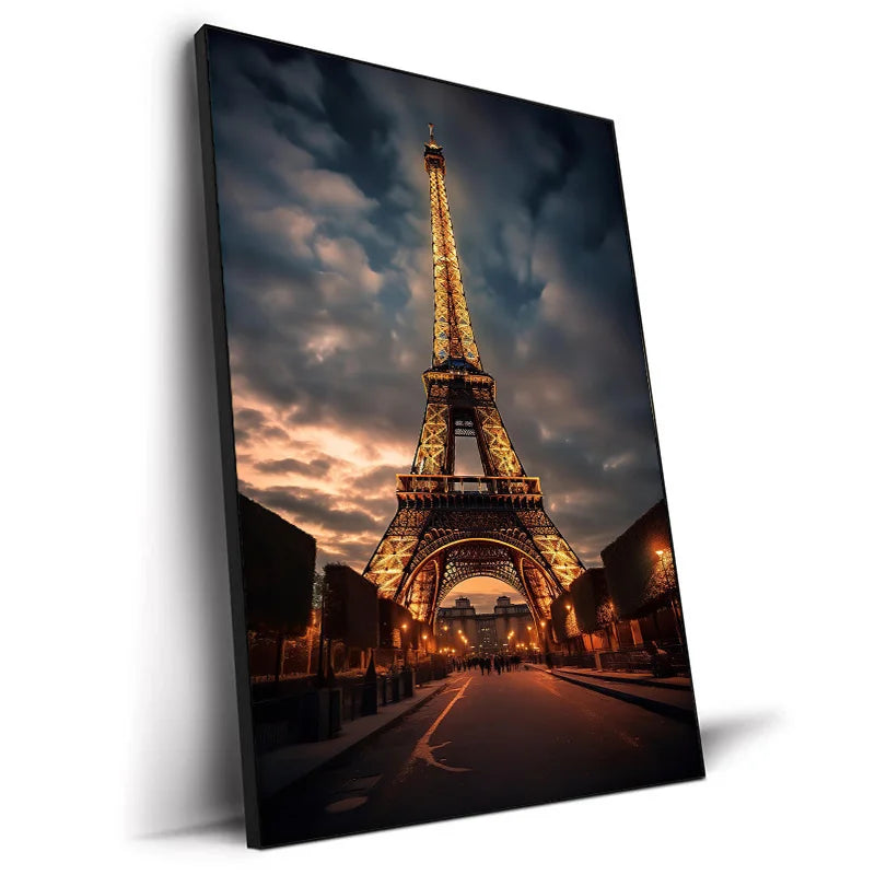 Photography Photo Paris - Eiffel Tower At Night Poster HD Wall Art Canvas Print Painting Pictures for Living Room Home Decor