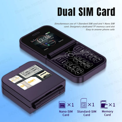 SERVO Classic Small Flip Mobile Phone 2G Dual SIM Card Blacklist Speed Dial 2.0“ Screen 180° Fold Button Cellphones New upgrade