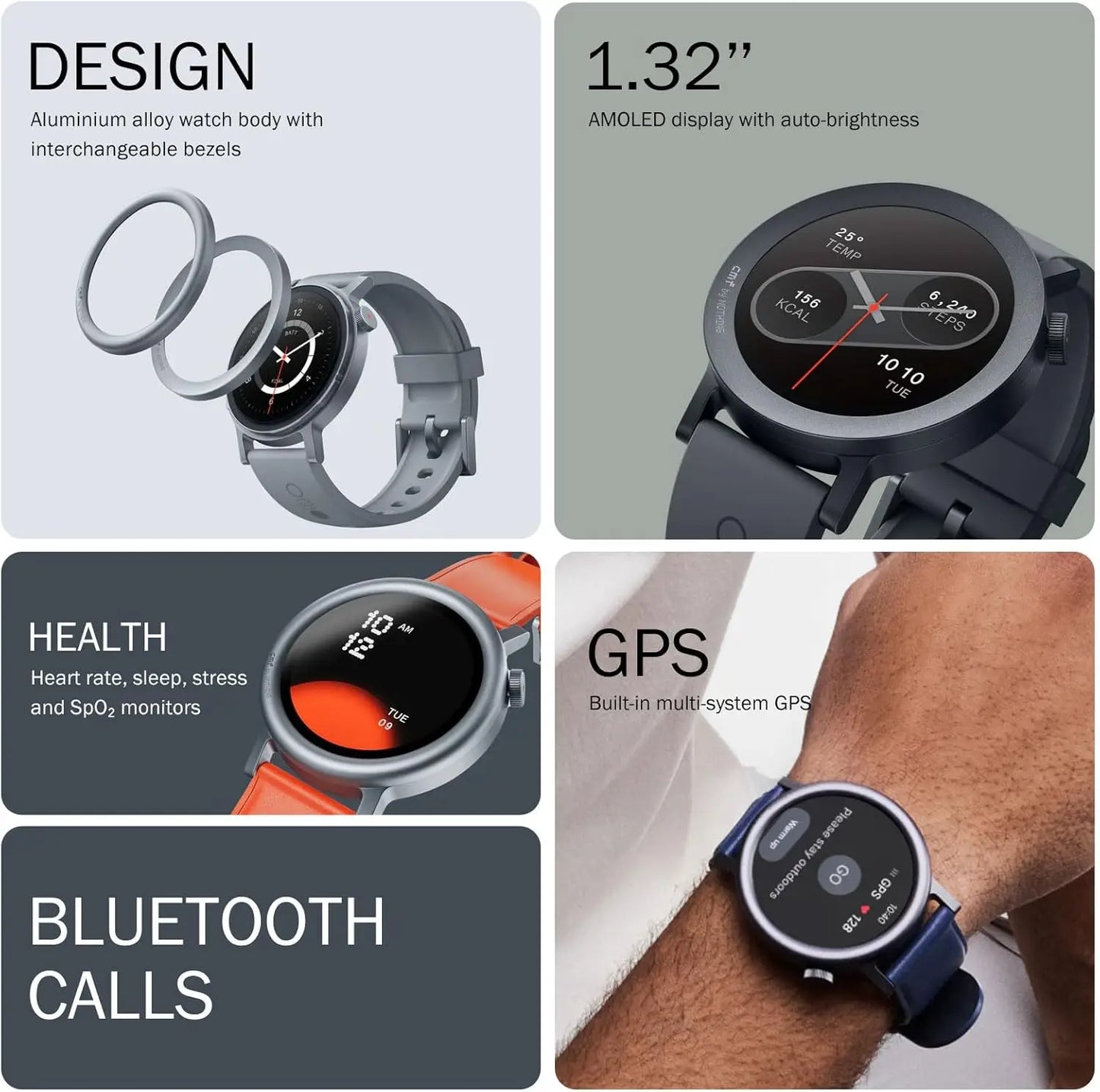 Global Version CMF by Nothing Watch Pro 2 Bluetooth 5.3 Calls with AI Noise Reduction IP68 with GPS Smartwatch for Android iOS