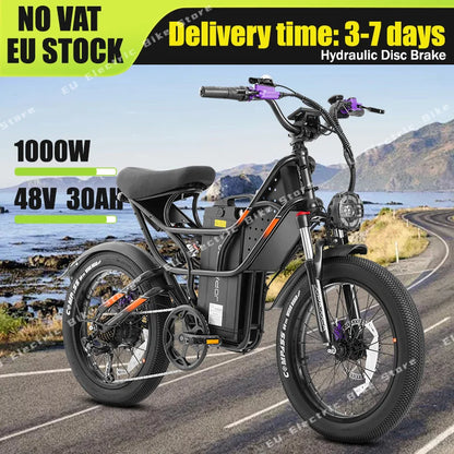 Cupid Electric Bike 1000W Motor 48V30AH Lithium Battery Hydraulic Disc Brake Ebike Adult 20*3 Fat Tire Mountain Electric Bicycle