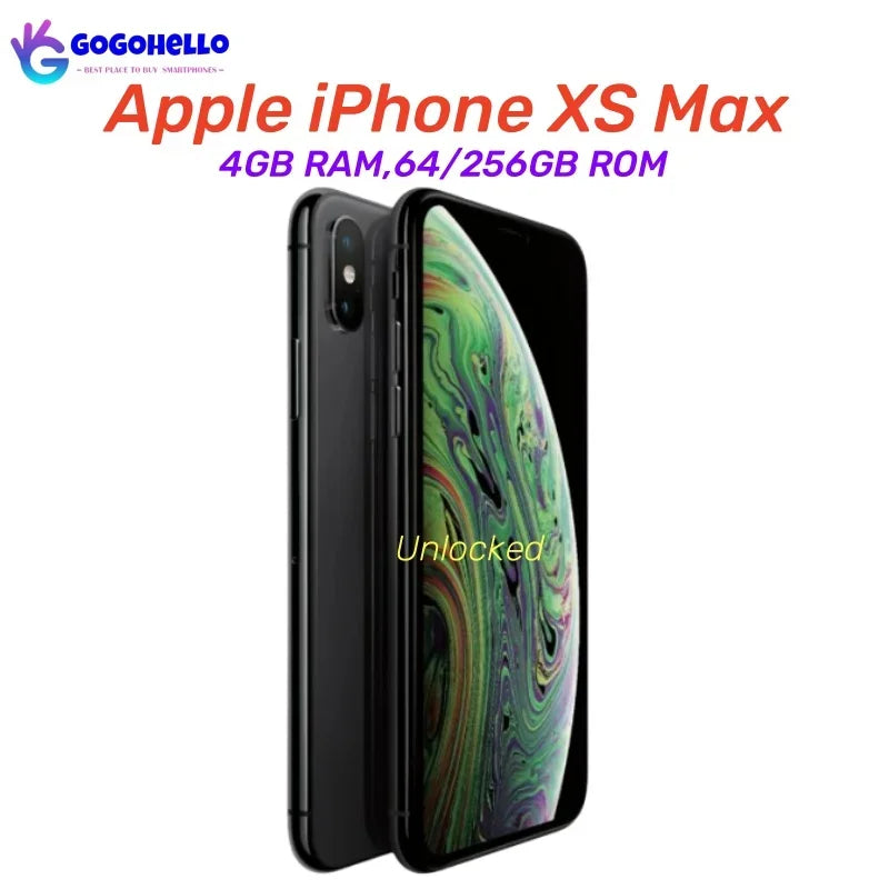 Original Apple iPhone XS Max Cellphone 6.5" RAM 4GB ROM 64GB/256GB Hexa Core A12  iOS 12MP NFC 4G Unlocked Used Mobile Phone