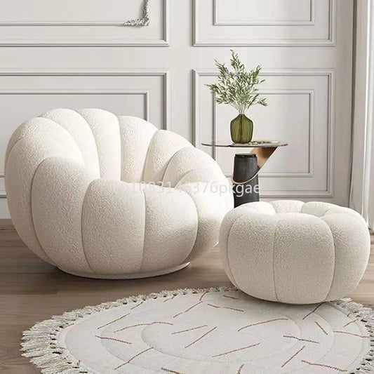 Lazy Sofa Chair Tatami Single Lamb Velvet White Cute Bedroom Balcony Leisure Chair Furniture