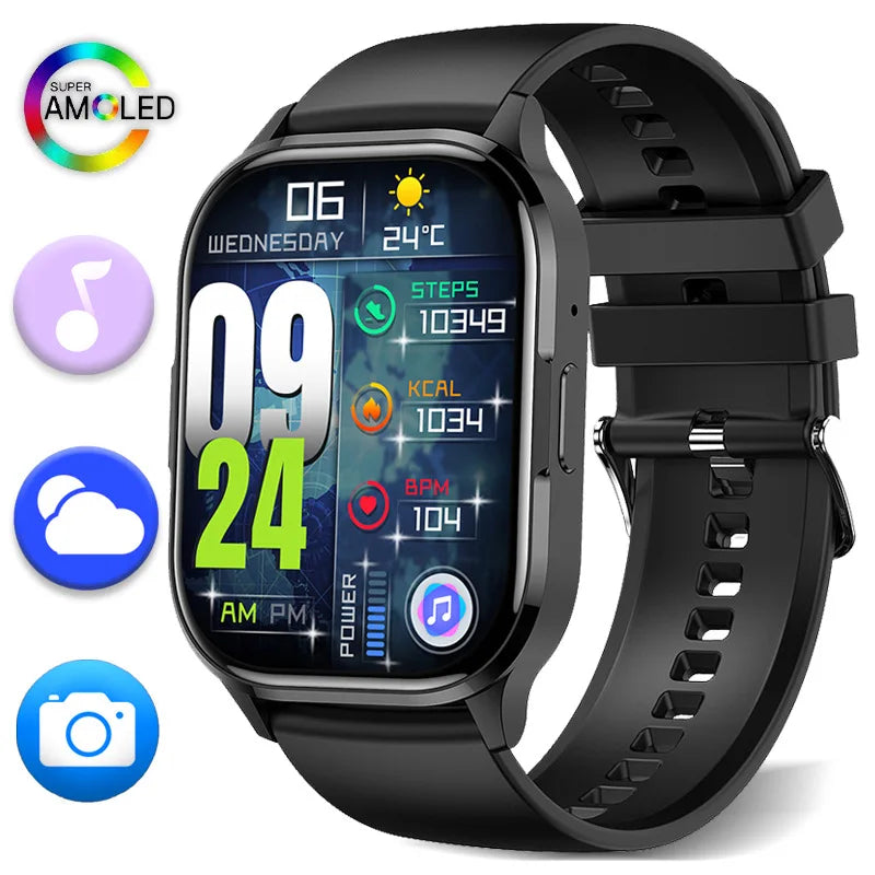 HK21 Bluetooth Smartwatch with AMOLED Screen, Heart Rate Monitor, Blood Oxygen Level, Voice Calling, and Waterproof Design for Outdoor Sports