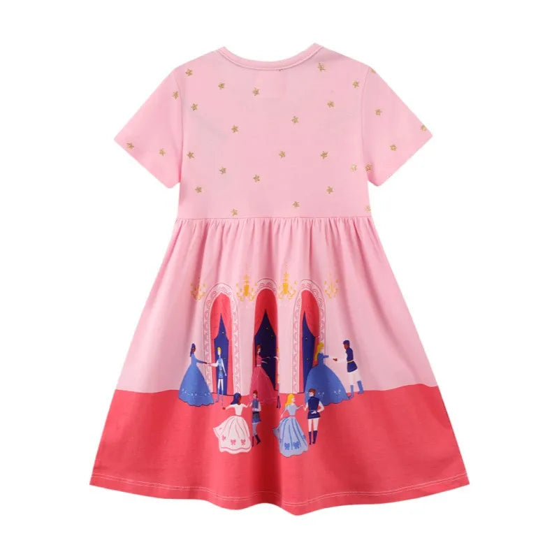 Jumping Meters New Arrival Cartoon Print Hot Selling Kids Party Girls Dresses Cotton Baby Clothes Summer Children's Frocks