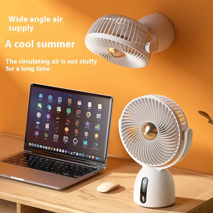 Cordless Kitchen Wall Mount Fan, 2400 mAh USB Home Desktop Air Cooler Air Conditioner, Toilet Air Circulation Fan Desktop Fan