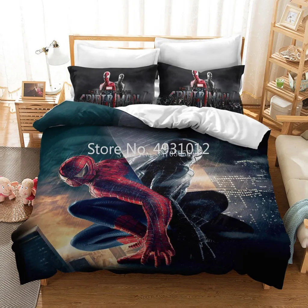 Disney Cartoon 3D Bedding Set Spiderman Double Eu Single 3pcs Comforter Duvet Cover Sets Bedclothes Boys Gift 3 Pcs