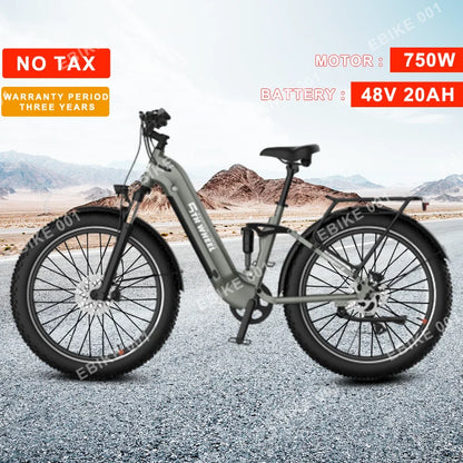 Electric Bike 48V 20AH Samsung Battery 750W Powerful Motor 26*4.0inch Fat Tire Full Suspension Ebike Mountain Electric Bicycles