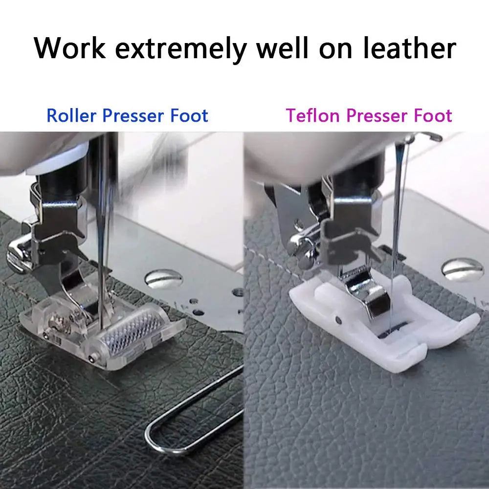 2pcs Roller Sewing Machine Presser Foot Plus Non-Stick Zigzag Presser Foot for Singer Brother Low Shank Sewing Machine