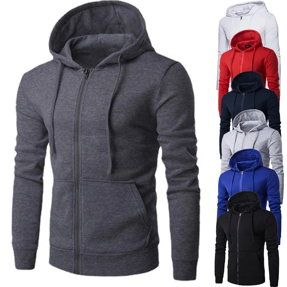 Autumn Men Sweatshirts Long Sleeve Jacket Hoodie Zipper Closure Jacket Male Hoodies Sweatshirt Slim Fit Male Clothing