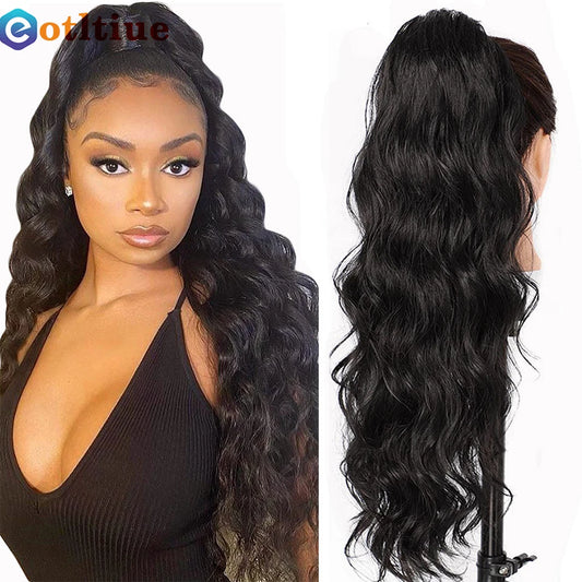 Body Wave Human Hair Drawstring Ponytail Clip In Brazilian Remy Hair Ponytail Natural Color Heat Resistant Pony Tail For Women