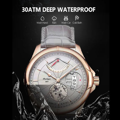 POEDAGAR Luxury Business Man Wristwatch Waterproof Luminous Date Week Men Watch For Men Quartz Clock Leather Men's Watches reloj